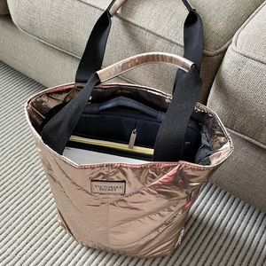 Victoria Secret Rose Gold Metallic Puffer Tote